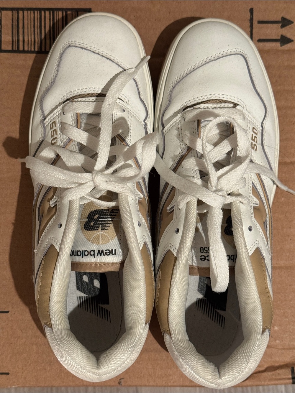 New Balance Womenβs Sneakers in White and Tan